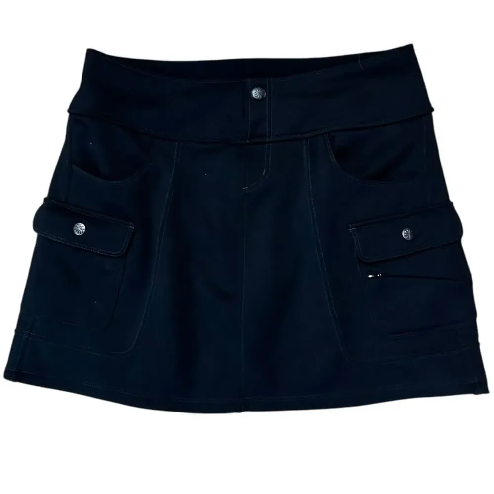 Athleta Snowslide Fleece Lined Black Cargo Mini Skirt Womens Medium Outdoor Hike